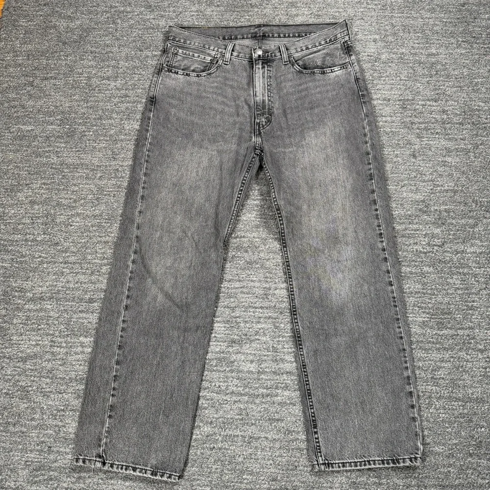 Levis 555 Jeans Men 34x30 Black Relaxed Straight Gray Wash Denim 100% Cotton